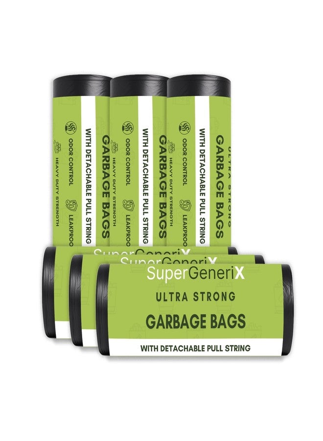 SuperGeneriX أكياس قمامة صديقة للبيئة من سوبر جينيريكس، مقاس كبير جدًا | 90 قطعة (15 كيسًا × 6 لفات) | أكياس قمامة 30 × 39 بوصة برباط | مانعة للتسرب ومقاومة للتمزق | للنفايات الجافة والرطبة | أكياس قمامة خضراء - Image 1